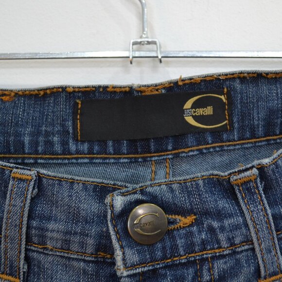 JUST CAVALLI Vintage Roberto Cavalli Straight-Leg Blue Jeans With Fading Size 27 - Picture 7 of 9